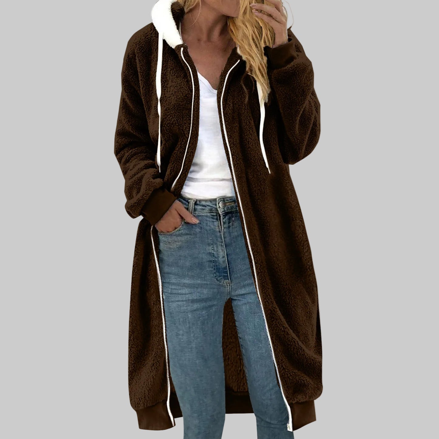 NOVA – Manteau de fourrure à capuche double face