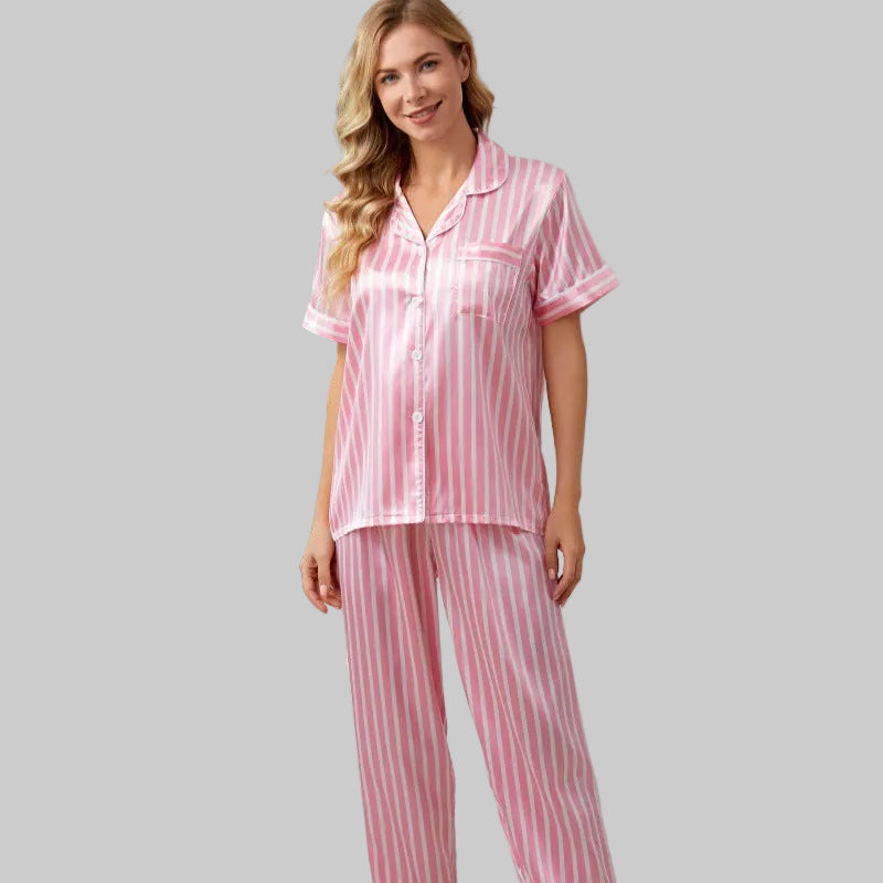 LIVIA – Satin-Look Short Sleeve Pajama Set