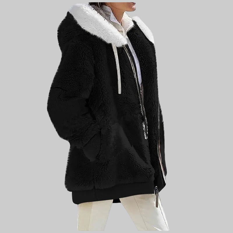 FREYA – Hooded Plush Velvet Jacket