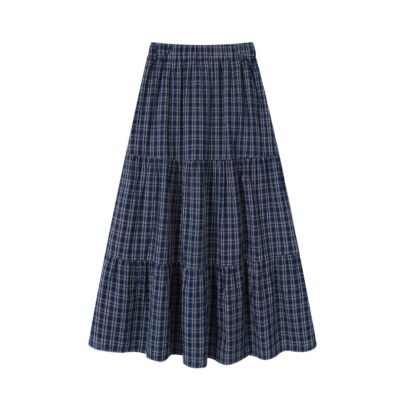 VIVIENNE – PLAID PATCHWORK MIDI SKIRT