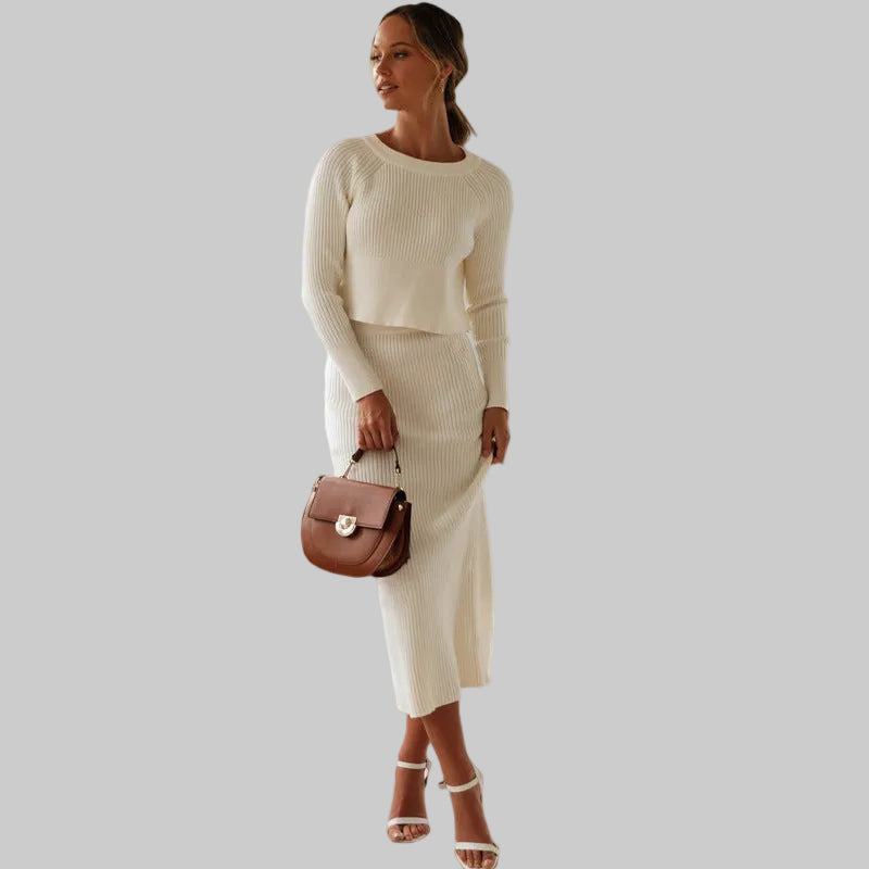 MARISSA – Knit Slit Long Dress Set