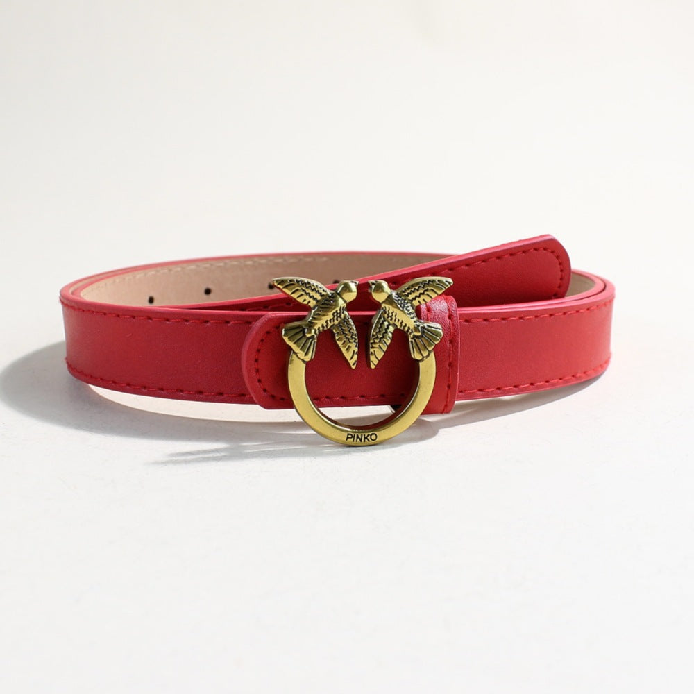 Women's casual peacock plume belt