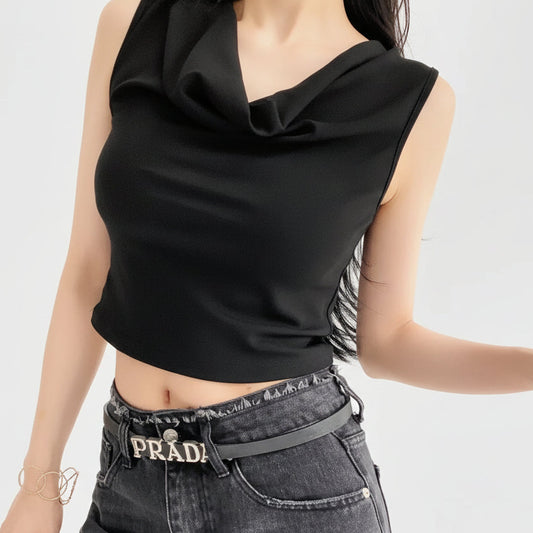 ELARA – SLEEVELESS DRAPED NECK TOP