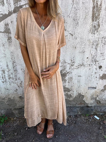 Robe Malaga Élégante En Coton Et En Lin