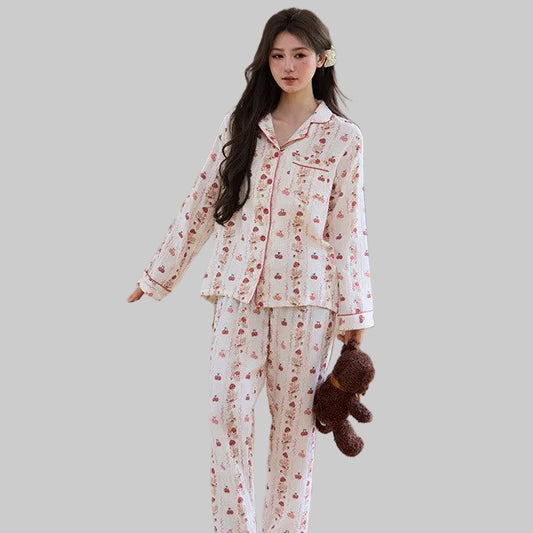 SELENE – Cherry Pattern Soft Pajama Set