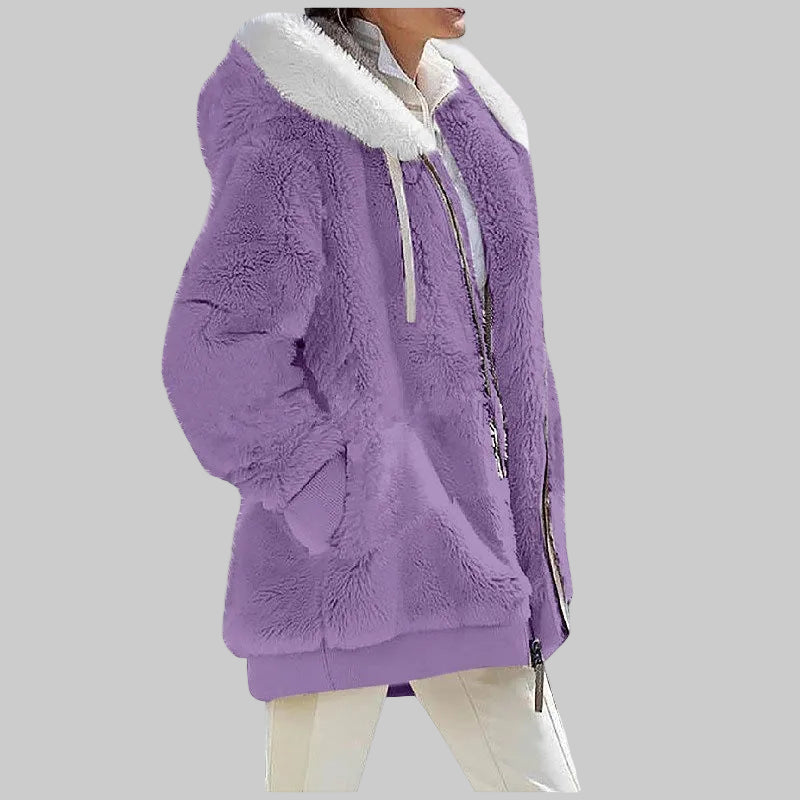 FREYA – Hooded Plush Velvet Jacket