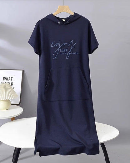 Robe À Capuche Décontractée En Coton