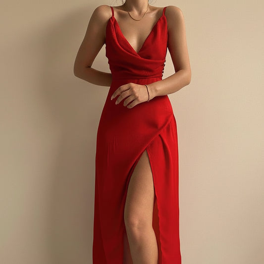 ALINA – V-Neck Bias-Cut Slip Dress