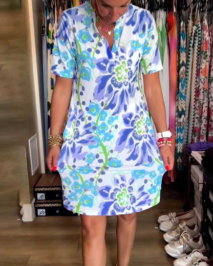 Robe À Manches Courtes Avec Imprimé Florale