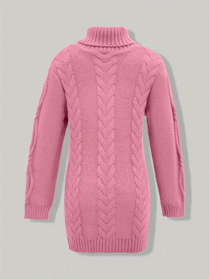 Pull-Robe À Col Roulé En Maille Torsadée Épaisse
