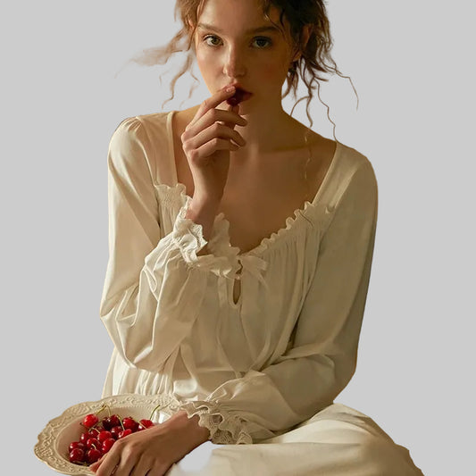 LILIAN – Long-Sleeve French-Style Nightgown