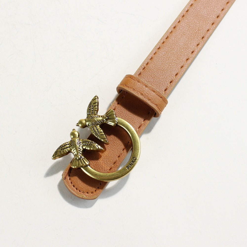 Women's casual peacock plume belt