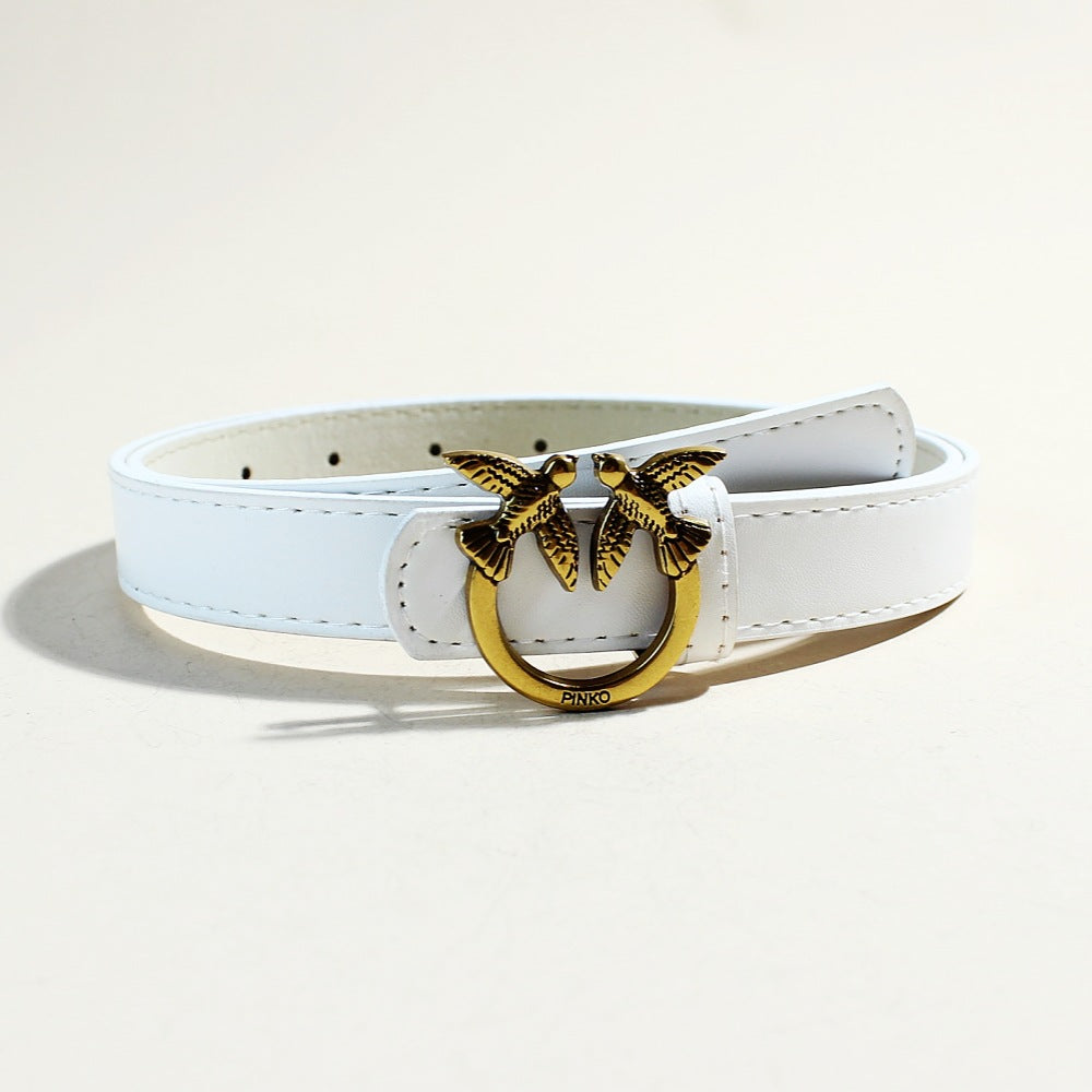 Women's casual peacock plume belt