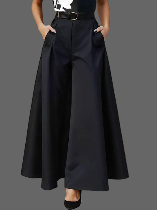 VIREN – HIGH-WAIST OXFORD WIDE-LEG TROUSERS