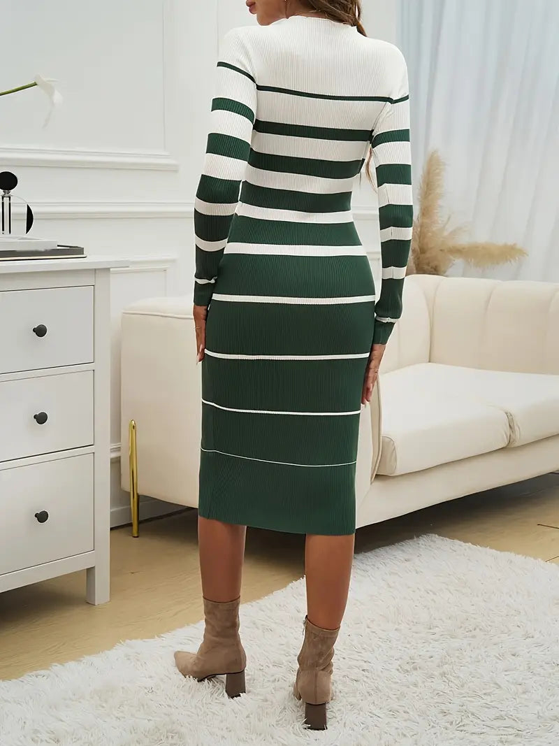 Robe À Bandes Moulante & Élégante