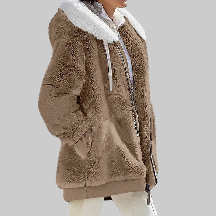 FREYA – Hooded Plush Velvet Jacket