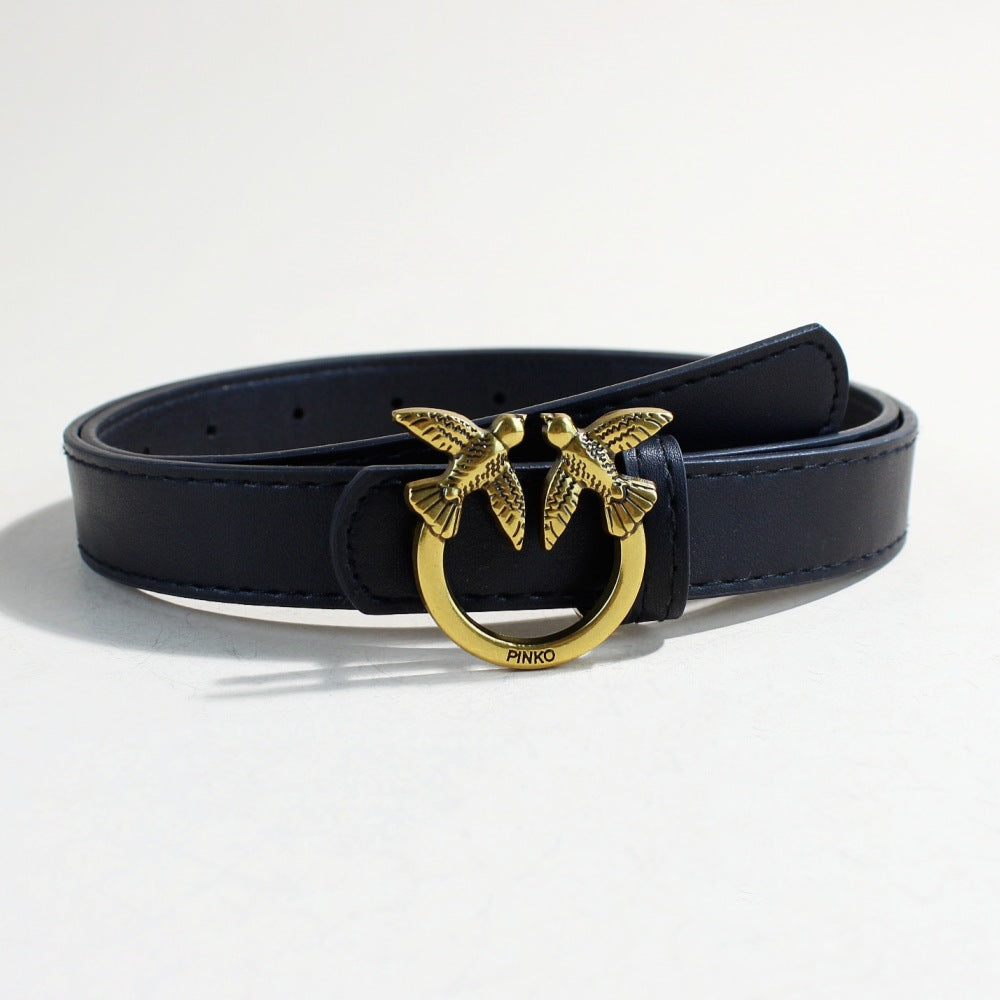 Women's casual peacock plume belt