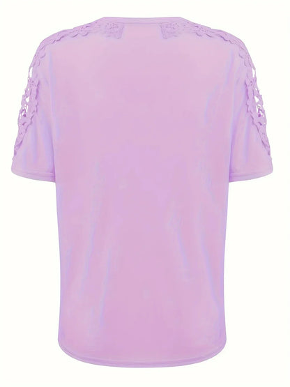 T-shirt D'été À Manches Courtes Avec Dentelle