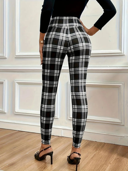 Pantalon Legging Taille Haute À Carreaux
