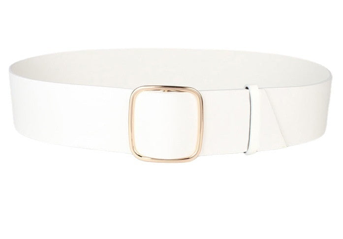 Adjustable Non-Perforated Wide Waist Belt with Alloy Buckle