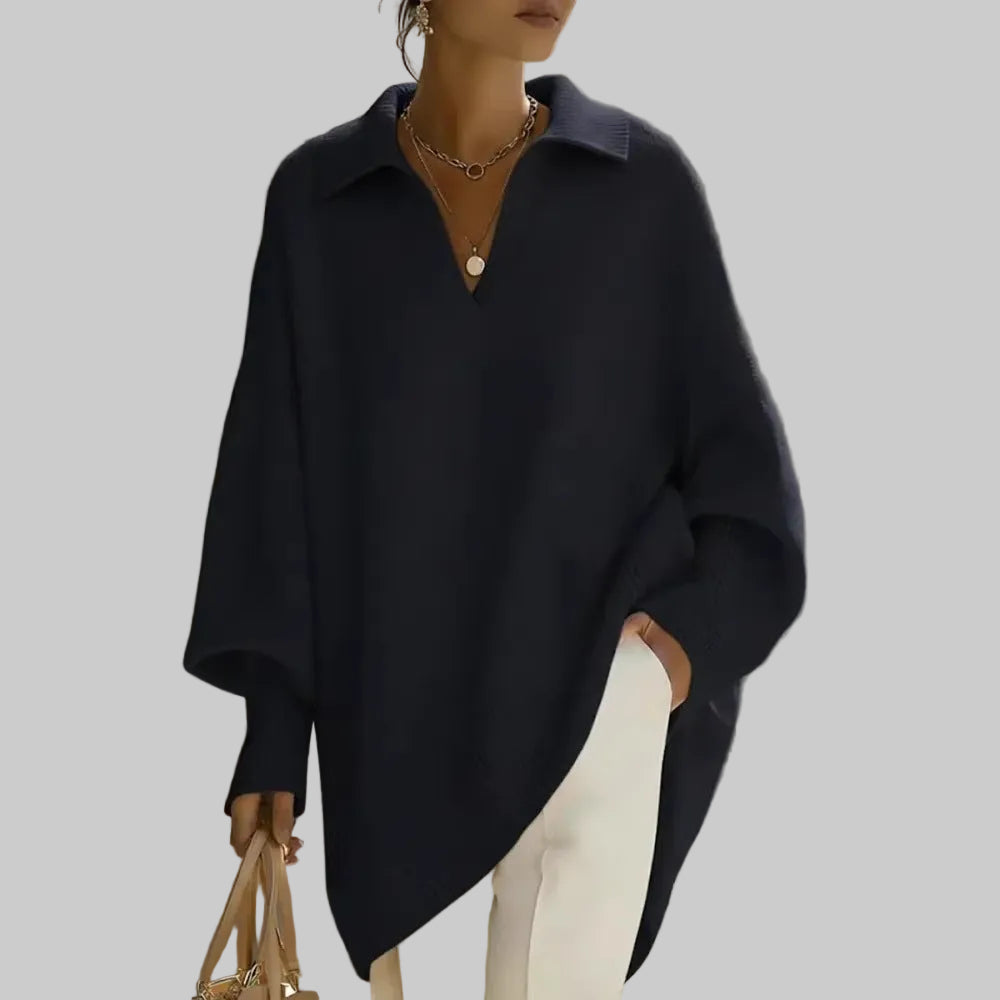 MARIS – RELAXED FIT POLO KNIT TOP