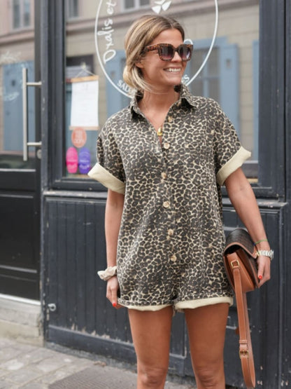 Robe Chemise En Coton À Imprimé Léopard