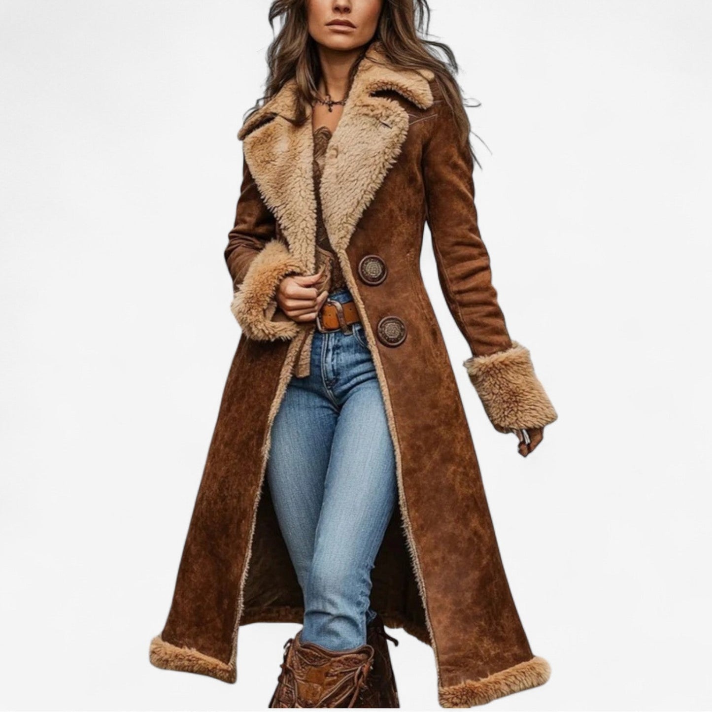 Manteau Isadora En Daim & Sherpa