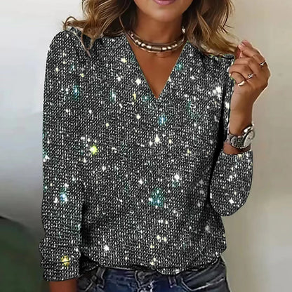 Pull Col V À Paillettes