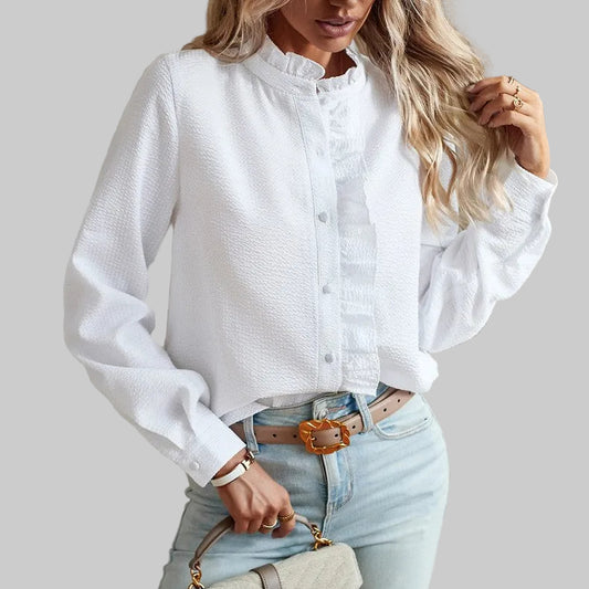 ISLA – LONG-SLEEVE LACE COLLAR SHIRT