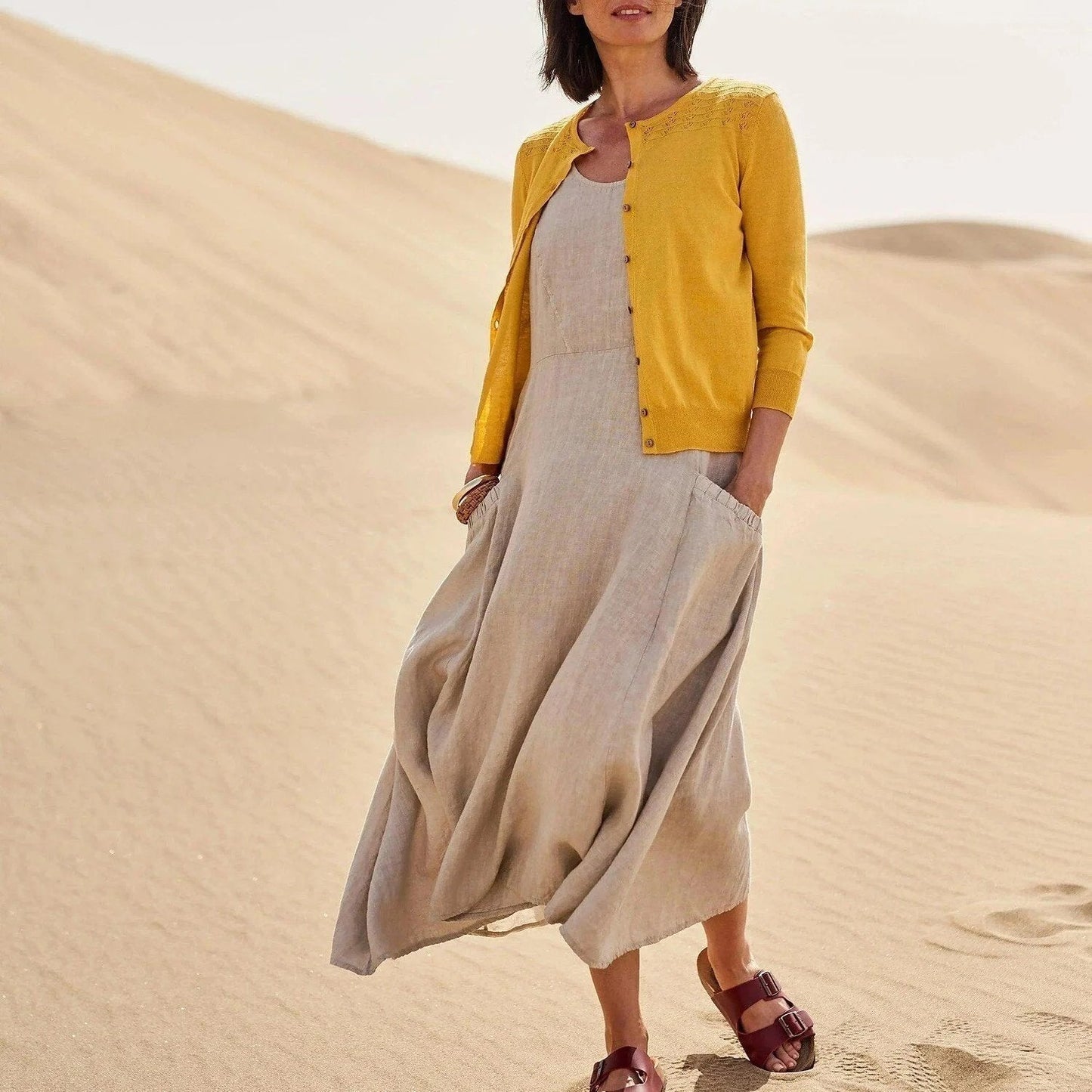 Robe Sans Manches En Coton & Lin