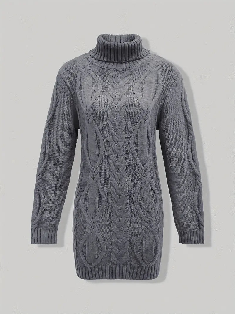 Pull-Robe À Col Roulé En Maille Torsadée Épaisse