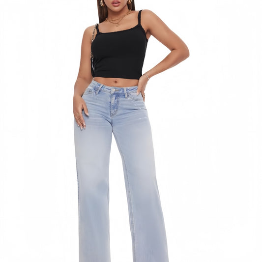 CELINA – MID-WAIST DENIM TROUSERS