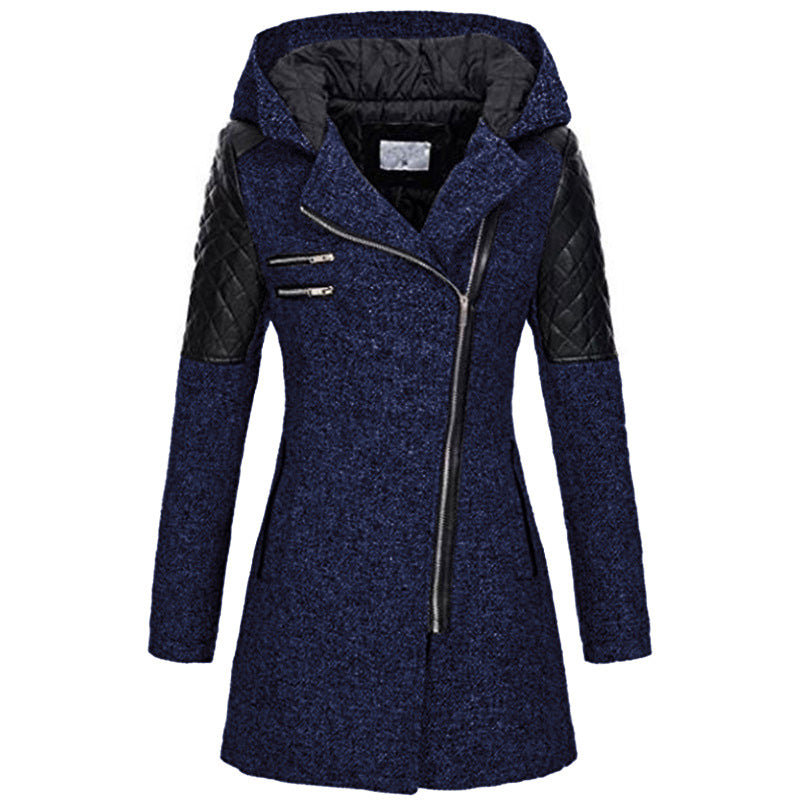 Manteau À Capuche Hivernal En Laine Pour Femmes