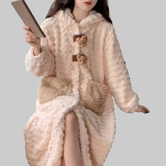 BELLA – Teddy Bear Coral Fleece Robe