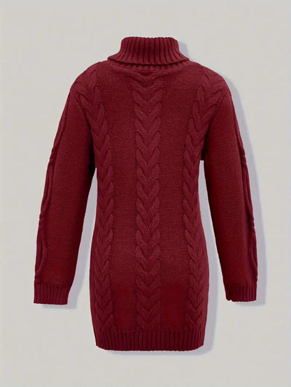 Pull-Robe À Col Roulé En Maille Torsadée Épaisse