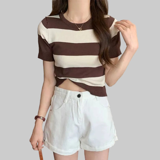 MINA – KOREAN STRIPED KNIT SHIRT