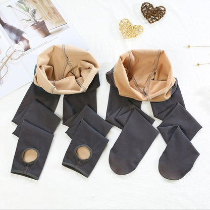 Leggings Santa Chauds & Translucides En Laine Polaire
