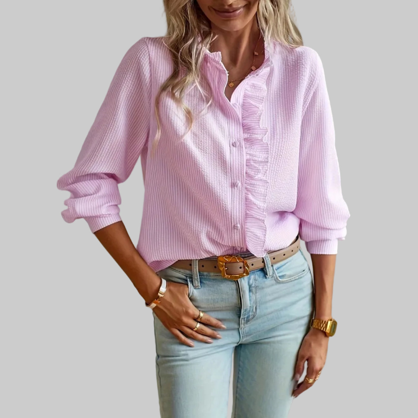 ISLA – LONG-SLEEVE LACE COLLAR SHIRT