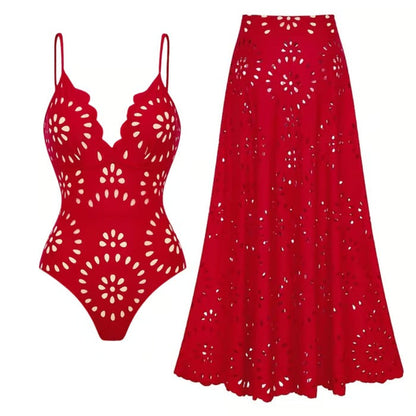 Ensemble Robe-Maillot Alice 2 Pièces (Rouge)