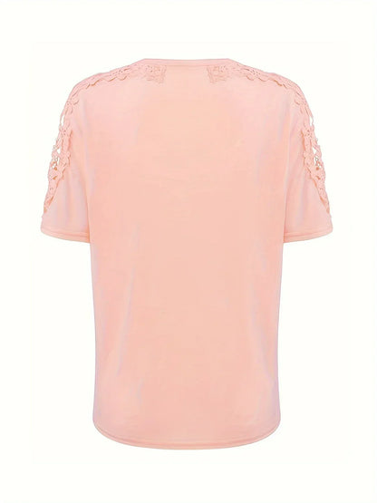 T-shirt D'été À Manches Courtes Avec Dentelle