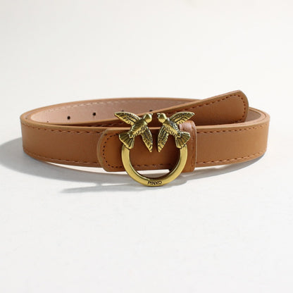 Women's casual peacock plume belt