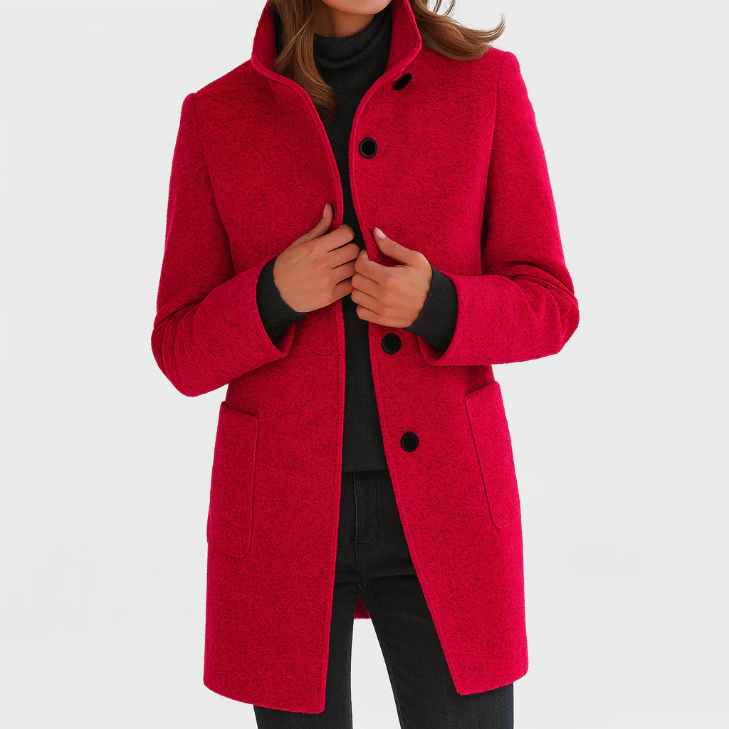 Manteau Rosie À Col Montant En Laine Douce