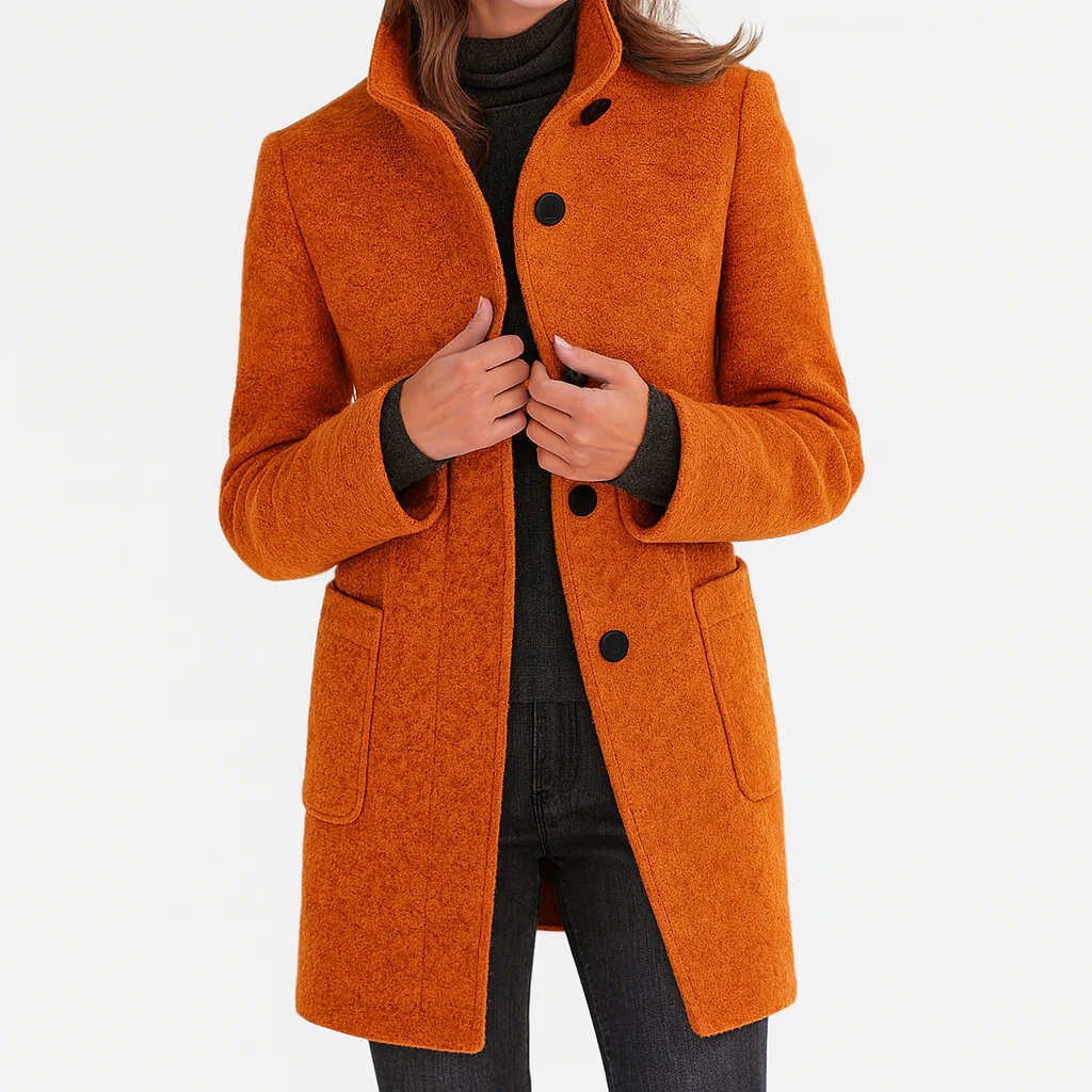 Manteau Rosie À Col Montant En Laine Douce