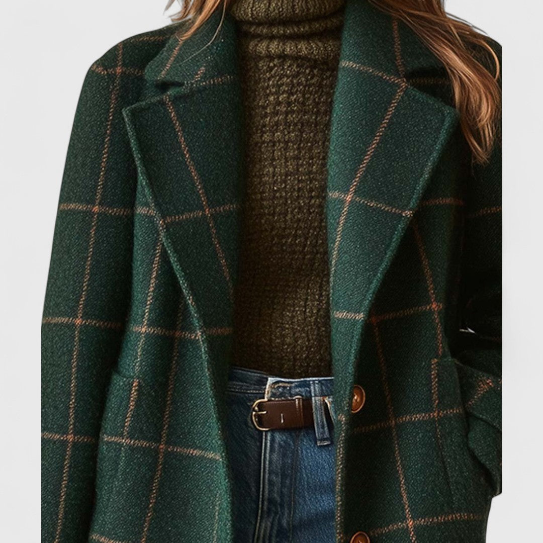 Manteau À Carreaux Classique En Lin