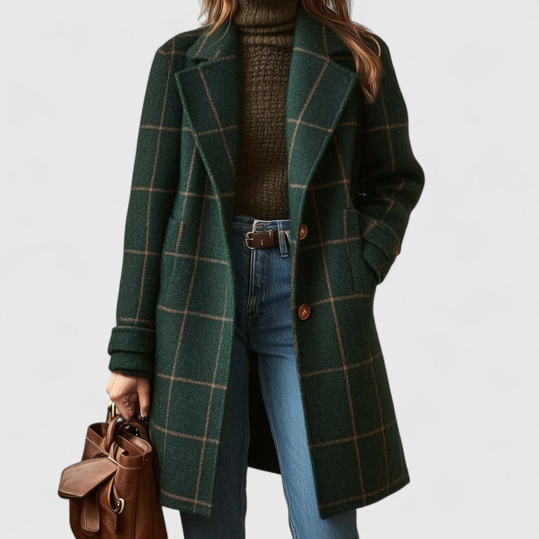 Manteau À Carreaux Classique En Lin