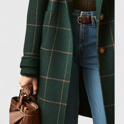 Manteau À Carreaux Classique En Lin
