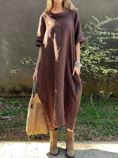 Robe Bohémienne En Coton Et En Lin